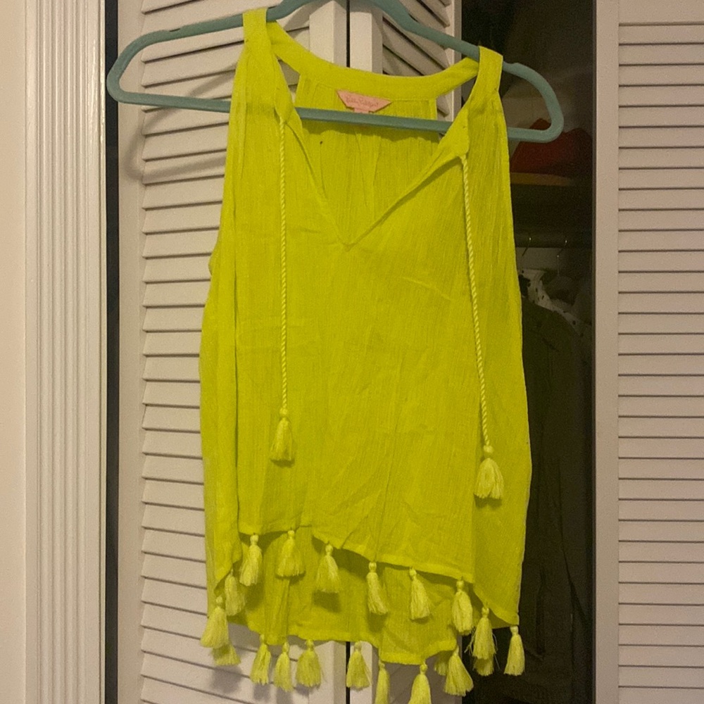 Lillly Pulitzer yellow tassel tank top